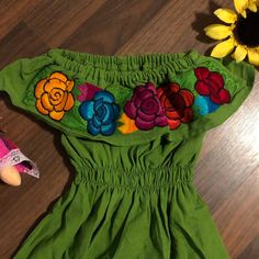 Fit true to size Machine embroidered- hand manipulated Color flowers will vary on each unique dress. Boho Jewellery Necklaces, Fiesta Dress, Boho Style Earrings, Theme Dress, Unique Dress, Mexican Girl, Carthage, Mexican Style, Unique Dresses