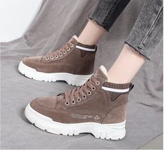 FREE SHIPPING Winter Women Velvet High Top Shoes Plus Thick OUT0925 Casual Thick Bottom Boots With Round Toe, Winter Platform Low-top Boots, Casual High-top Boots With Thick Bottom, Casual Lace-up Boots With Thick Bottom, Comfortable Low-top Winter Boots, Casual Low-top Winter Boots, Winter Ankle-high Platform Sneakers, Casual Winter Low-top Boots, Round Toe Sneakers For Winter Walking