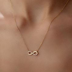 14k Gold Infinity Necklace, Infinity Pendant, Infinity Symbol, Gold Infinity, Real Gold Necklace, Bridesmaid Gifts, Eternity Necklace, Infinity Charm, Everyday Jewelry, Infinity, a very beautiful and special motif to show your love, is designed for you according to the latest trends.  Infinity gold pendant weighs 1.65 gr and the chain length is 46 cm. Your products will be shipped with free shipping UPS express within 1-3 business days. There may be +/- 0.15 change in gram information due to pro Infinity Sign Necklace, Infinity Gold Chain, 14k Gold Infinity Necklace For Wedding, Infinity Pendant Gold, Gold Infinity Necklace, Infinity Chain, Infinity Necklace Gold, Real Gold Necklace, Eternity Necklace