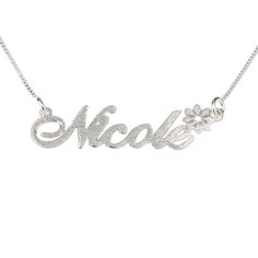 If you are looking for a sweet way to show your appreciation to a friend or someone that you hold dearly, this brushed name necklace would make an ideal gift. Elegant Name Necklace With Flower Pendant, Elegant Charm Necklace With Flower Charm For Personalized Gift, Elegant Flower Charm Necklace For Personalized Gift, Silver Flower Pendant Jewelry With Name, Delicate Silver Initial Pendant Name Necklace, Delicate Silver Initial Pendant Necklace, Silver Name Necklace With Birth Flower For Personalized Gift, Personalized Sterling Silver Flower Necklaces, Silver Birth Flower Name Necklace As Personalized Gift