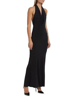 Buy Max Mara Uranio Halter Maxi Dress - Black At 40% Off | Editorialist Black Elastane Evening Dress, Black Floor-length Elastane Dress, Silk Stretch Maxi Dress For Night Out, Black Elastane Evening Dress For Party, Fitted Black Elastane Evening Dress, Gala Evening Dress In Elastane, Formal Sleeveless Evening Dress In Elastane, Formal Stretch Elastane Maxi Dress, Floor-length Elastane Dress For Night Out