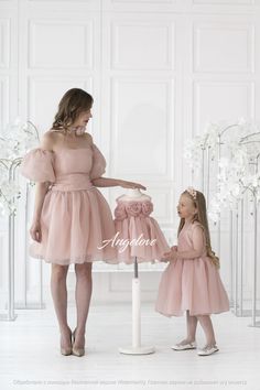 "For more dresses for mom and daughter: https://www.etsy.com/shop/ANGELOVEStore?ref=simple-shop-header-name&listing_id=691016892&section_id=26379198 Chic set for mom and daughter. Women's dress with a rose around the neck looks incredibly beautiful Women's dress in powder color for a special event. Corset and lacing provide the perfect fit. A special accent is a lowered sleeve and an accessory in the form of a rose around the neck. Let you have a luxurious holiday with Angelove! Especially beaut Mom And Daughter Matching Dresses, Dresses For Mom And Daughter, Mommy Daughter Dresses, Mommy And Me Dress, Mom Daughter Outfits, Mother Daughter Outfits, Mommy And Me Dresses, Mommy Daughter, Beautiful Dresses For Women