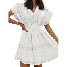 *Summer Dressthe Best Options For Summer Women Dress.Bohemian Style A-Line Sleeveless Sundress,You Can Wear For Holiday Vacation Sun Dresses For Women 2023 Casual,Deep V Neck Short Dress,Short Summer Dress For Women,White Boho Dress White Summer Dress. *Swiss Dotelegant Lace Swiss Dot Cap Sleeve Flowy Eyelet Dress,White Eyelet Dress And Cotton Eyelet Dress Which Is More Breathable In Summer,Soft Fabric With Lining,Swiss Dot Dress For Women,Lace Trim Design,Boho Lace Dress Lace White Dress Lace M Country Concert Dress, Boho Dress White, Boho Lace Dress, White Dress Lace, V Neck Short Dress, Sundress Boho, Short Dress For Women, Short Summer Dress, Sleeveless Sundress