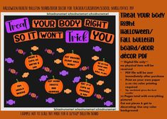 a poster with words and pumpkins on it for halloween party or trick - or - treat