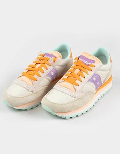 SAUCONY Jazz Triple Womens Shoes - TAN | Tillys Wwe T Shirts, Flannel Sweatshirt, Boys Graphic Tee, Boys Backpacks, Girls Graphic Tee, Mens Trends, Silver Shoes, Sweaters And Jeans, Guess Jeans