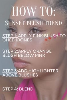 Sunset Blush Makeup Ideas, sunset blush makeup, blush trends, sunset blush trend, pink blush, orange blush, coral blush, tiktok makeup trend, summer makeup Blush Looks