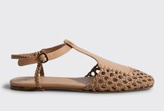 Designer T-strap Sandals With Single Toe Strap For Summer, Designer Woven Leather Sandals For Summer, Chic T-strap Sandals With Leather Sole For Beach, Designer T-strap Sandals For Summer Beach, Bergdorf Goodman, Top Designers, Tops Designs, Hand Weaving, Spring Summer