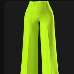 Reposhing This Item I Purchased From @Quinterram. Loved It, But Ready To Rotate For Something New. I Never Wore It Hand Wash Or Dry Clean Only Invisible Zipper In The Back Front Pockets Final Sale Bright Lime Is Polyester Suiting Material All Sales Final Questions? Leave A Comment Below! Spring Yellow High Waist Wide Leg Pants, Chic Yellow Full-length Bottoms, Elegant Fitted Yellow Bottoms, Yellow Wide Leg Full-length Summer Pants, Yellow Full Length Pants With Pockets, Yellow Wide Leg Full Length Pants For Spring, Chic Yellow Wide Leg Bottoms, Yellow Wide-leg Workwear Bottoms, Yellow Wide-leg Pants For Work