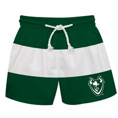 Portland State Vikings Vive La Fete Green White Stripes Swimtrunks V2 Green Sporty Athletic Shorts For Poolside, Playful Green Swim Trunks For Beach, Playful Green Swim Trunks For Beach Season, Playful Green Swim Trunks For Poolside, Casual Swim Trunks For Water Polo, Casual Swim Trunks For Water Polo And Beach Season, Team-colored Summer Shorts, Team-colored Short Bottoms For Summer, Team-colored Bottoms For Summer Sports