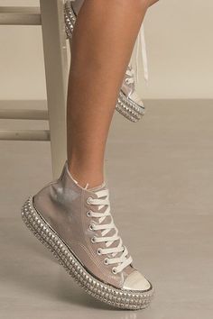 D-Chantel High Top Studded Sneakers High top sneaker Let's See Style MINK 6 Edgy Sneakers, Adventurous Women, Studded Sneakers, Hightop Sneakers, Sporty Sneakers, Exclusive Sneakers, Lace Up Heels, Canvas Sneakers, Platform Sneakers