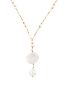 14K Yellow Gold Luxury 14k Gold Pearl Drop Jewelry, 14k Gold Jewelry With High Luster, 14k White Gold Jewelry With High Luster, High Luster 14k Gold Jewelry, Timeless 14k Gold Jewelry With High Luster, Elegant Pearl Drop Rondelle Jewelry, Elegant White 14k Gold Jewelry, Station Necklace, Pearl Pendant