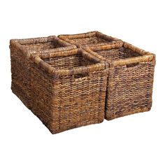 two wicker baskets sitting on top of each other