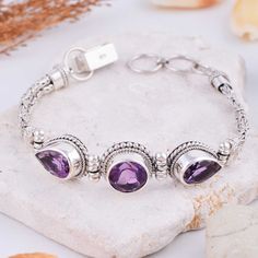 Amethyst Silver Bracelet For Women,best gift for her Free Bali postcard Made from silver 925  Theme: boho Jewelry length: 20-22 CM Occasion : daily life, birthday, party ready stock Gift Message: Available ready stock Wholesale order available Payment: Bank Transfer, Paypal Note: If you asking for express EMS shipping, please put your phone number when ceck out, its required for EMS shipping Standard Shipping is  approximately 2 weeks Express Shipping is about 5-7 days Bohemian Stamped 925 Bracelet Gift, Bohemian Sterling Silver Bracelet As Gift, Spiritual Purple Sterling Silver Bracelet, Bohemian Sterling Silver Bracelet With Gemstone For Gift, Bohemian Sterling Silver Gemstone Bracelet Gift, Sterling Silver Purple Bracelet As Gift, Purple Sterling Silver Bracelet As Gift, Spiritual Sterling Silver Bracelet With Purple Gemstone, Purple Sterling Silver Bracelet Gift