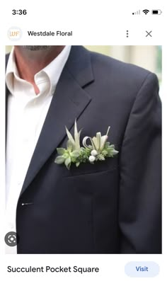 Pocket Square Boutonniere, Square Boutonniere, Wedding Flower Types, Green Boutonniere, Pocket Boutonniere, Diy Boutonniere, Bridal Bouquet Summer, Pocket Square Wedding, Chelsea Wedding