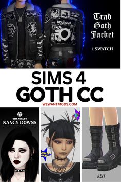 sims 4 goth cc collage Moody Furniture, Gothic Icons, Nancy Downs, Embrace The Darkness, Sky Go, Goth Shoes, Goth Accessories, Goth Hair, Bold Makeup