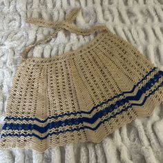 Vintage - Unused - Gorgeous!! 35” Tie 11” Long 20” Wide Crochet Apron, Accessories Vintage, Vintage Crochet, Blue Cream, Vintage Accessories, Apron, Vintage Ladies, Women Accessories, Cream