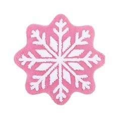 a pink and white snowflake on a white background