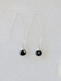 Size: 1 1/2" HypoallergenicThis product is made of metal alloy (silver and copper and other metal alloys) with high- quality plating (It will last for a long time without tarnish).Handmade with love in Sausalito, California | A Blonde and Her Bag Jill Long Wire Drop Earring in Black Onyx Long wire earring with black onyx stone drop hand- wrapped in your choice of either 14k gold fill or sterling silver. | 1-800-Flowers Everyday Gift Delivery Jill Long Wire Drop Earring In Black Onyx / 14K Gold F Silver Adjustable Drop Earrings, Silver Wire Wrapped Linear Earrings As Gift, Silver Wire Wrapped Linear Earrings For Gift, Adjustable Teardrop Sterling Silver Linear Earrings, Silver Wire-wrapped Sterling Silver Linear Earrings, Adjustable Long Drop Linear Earrings In Silver, Silver Wire Wrapped Linear Earrings In Sterling Silver, Adjustable Long Drop Silver Linear Earrings, Silver Linear Earrings With Ear Wire