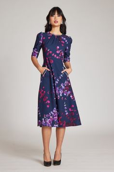 3/4 Sleeve Belted Taffeta Shirtdress | Teri Jon – Terijon.com Elegant Pleated Waist Midi Dress For Garden Party, Elegant Midi Dress With Pleated Waist For Garden Party, Semi-formal Midi Dress With Box Pleat, Elegant Dresses With Pleated Waist For Garden Party, Spring Semi-formal Dress With Box Pleat, Spring Semi-formal Box Pleat Dress, Elegant Short Sleeve Dresses With Accordion Pleats, Elegant Midi Dress With Pleated Sleeves For Garden Party, Modest Fitted Midi Dress With Pleated Waist