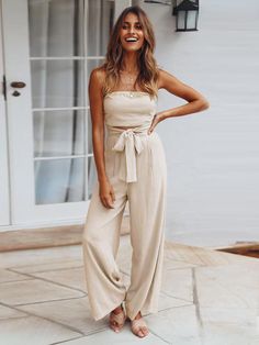 Apricot Slim Jumpsuit, Jumpsuit Casual, Overall Jumpsuit, Loose Jumpsuit, Strapless Romper, Off Shoulder Fashion, Strapless Jumpsuit, Romper Outfit, Mini Robes