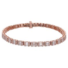 Item Code :- SEBR-42226A Gross Wt. :- 17.26 gm 18k Rose Gold Wt. :- 16.08 gm Diamond Wt. :- 5.90 Ct. ( AVERAGE DIAMOND CLARITY SI1-SI2 & COLOR H-I ) Bracelet Length :- 7 Inches Long ✦ Sizing ..................... We can adjust most items to fit your sizing preferences. Most items can be made to any size and length. Please leave a note at checkout or contact us via 1stDibs conversation. Even after purchasing the item, you can still ask us to adjust the size or length. We will try our best to fix