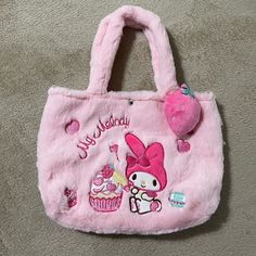 Approximately 3” X 8” X Ll” This Cute And Stylish Hello Kitty Kuromi Melody Plush Handbag Crossbody Bag Is Perfect For Girls Who Love Plush Shoulder Bags. The Bag Is Made Of Soft Plush Material, Making It Comfortable To Wear For Long Periods Of Time. It Is Multicolored, Making It A Great Addition To Any Outfit. The Bag Is Perfect For Carrying Essential Items And Is Suitable For Any Occasion. The Bag Is Ideal For Women Who Love Fashionable Accessories And Is Perfect For Use As A Handbag Or Crossb Harajuku Style Rectangular Bag With Zipper Closure, Harajuku Style Rectangular Bag With Zipper, Cute Handheld Shoulder Bag With Zipper Closure, Cute Shopping Bags With Zipper Closure, Hello Kitty Print Rectangular Shoulder Bag Gift, Trendy Hello Kitty Tote Bag, Trendy Hello Kitty Print Tote Bag, Rectangular Hello Kitty Print Shoulder Bag Gift, Rectangular Hello Kitty Shoulder Bag Gift