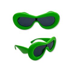 "Vintage 1990s Neon Green, uni-lens, novelty racer sunglasses are unique and totally rad! whilst they are unique and race-related these are legitimate sunglasses with uv protection, etc.  these were a big hit at raves in the mid in the 90s and with the club kids around the same time.  these are in excellent shape and ready to wear! measurements: frame width corner to corner: 6\" frame height: 2.5\" lens width: 4.75\" lens height: 1.5\" arm length: 5.75\"" Summer Rave Sunglasses With Anti-reflective Coating, Summer Rave Sunglasses With Mirrored Lenses, Summer Rave Sunglasses In Plastic, Rave Style Plastic Sunglasses With Uv Protection, Summer Rave Sunglasses With Tinted Lenses, Summer Rave Sunglasses With Uv Protection, Party Green Sunglasses With Uv Protection, Rave Style Tinted Sunglasses For Summer, Party Sunglasses With Green Mirrored Lenses