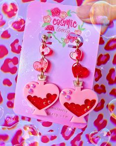 Heart-shaped Plug Earrings For Valentine's Day, Masc Cottagecore, Potion Earrings, Weird Jewelry, Kawaii Earrings, Valentines Earrings, Love Day, Love Potion, Chunky Earrings