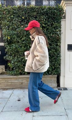 Red Cap Outfit, Red Adidas Shoes, Winter Outfit Ideas