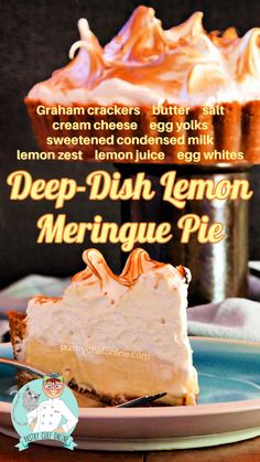 a piece of deep dish lemon meringue pie