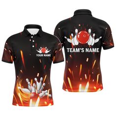 Specially designed for proud bowlers. Let's wear this awesome polo shirt and be bold. ✔️ PERSONALIZED BOWLING POLO - Come with a stylish shirt form and unique design, our polo shirts will make you stand out from the crowd, and show off bowlers’ passion and confidence. Add customization details to make it a unique one that bears your own imprints.✔️ COMFORTABLE & STYLISH - Lightweight and UV-proof fabric bring you absolute comfort in any activities and sports. Moisture-wicking and quick-drying fe Casual Team-colored Polo Shirt With Graphic Print, Custom Bowling Shirts, Vintage Bowling Shirts, Men’s Bowling Shirt, Button Down Polo, Summer Beach Dress, Bowling Ball, Bowling Shirts, Short Sleeve Polo