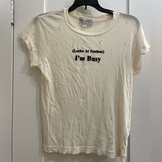 Brand New With Tags, Perfect Condition. A Lot Of Stretch To This Shirt, Xs Tag But Would Fit Small As Well. Baby Graphic Tees, Distressed Tee, Leopard Print Top, Grey Shirt, Nachos, Logo Tees, White Cream, Cream White, White T