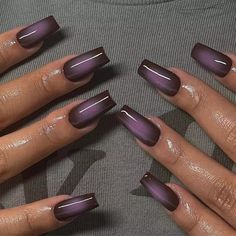 Step up your mani game by rocking a regal hue that will get you compliments left and right. Here are 35 purple nail designs we plan on copying stat. Ongles Gel Violet, Dark Purple Nails, Airbrush Nails, Purple Nail Designs, Purple Nail, Glam Nails, Gradient Nails, Prom Nails, Dream Nails