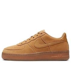 The Nike Air Force 1 LV8 3 'Wheat' is the perfect combination of classic and modern design. It features a brown upper with a rubber sole, making it the perfect sneaker for any activity. The iconic silhouette was designed by Nike's legendary designer Bruce Kilgore in 1982 and has been a favorite of sneakerheads for over 30 years. The Air Force 1 was the first to feature the revolutionary Air Sole cushioning system, providing superior comfort and style. The 'Wheat' colorway is the perfect addition Perfect Sneakers, Nike Air Force 1, Air Force 1, Sneaker Head, Nike Air Force, 30 Years, Low Top, Wheat, Air Force