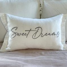 Crown Linen Designs Decor Pillows Sweet Dreams Décor Pillow Dream Pillow, Tablescape Inspiration, Luxury Bedding Set, European Home Decor, Throw Pillows Bed, Embroidered Pillowcases, Entertaining Ideas, European Linens, Linen Set