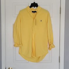 Ralph Lauren Classic Fit Yellow Shirt, M Nwt Never Worn, Very Stylish Cotton Pair It With Nwt Navy Pants By Poli Ralph Lauren From My Closet Ralph Lauren Long Sleeve Spring Tops, Ralph Lauren Relaxed Fit Long Sleeve Tops, Ralph Lauren Long Sleeve Tops For Spring, Ralph Lauren Long Sleeve Summer Shirt, Ralph Lauren Long Sleeve Summer Tops, Ralph Lauren Long Sleeve Shirt For Summer, Ralph Lauren Safari, Tropical Print Shirt, Polo Shirt Dress