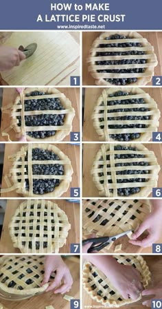 how to make a lattice pie crust with blueberries on top and the instructions below