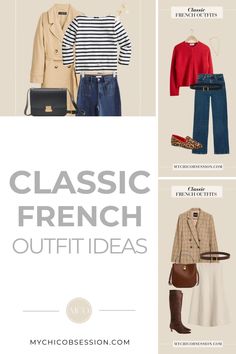 Does the idea of “French fashion” seem overwhelming when it comes to applying the French girl style to your own wardrobe? Well, luckily for you, you can recreate 20 classic French outfits with wardrobe essentials you probably already have in your closet. With a little flexibility, you can take inspiration from the looks below to put together classic French outfits that would seamlessly blend in on the streets of Paris. Parisian style, Parisian fashion, Parisian chic, French style Casual Classic Outfits For Women, France Fashion Parisian Style, French Womens Fashion, French Elegance Fashion, Classic French Outfits, Nail Trends Short, Parisian Chic Style Winter, Parisian Style Fall, French Girl Outfits