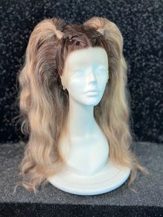 "This beautiful lace front synthetic wig will be custom styled, just for you! Images in this listing are an example of Braided Pigtails. Prior to your custom styled wig shipping, I will send you multiple pictures to guarantee you are satisfied with the finished result.  Processing time is 4-6 weeks from placing order  Lace front wigs can fit a variety of head sizes, up to 23.5\" Due to the nature of this item, all sales are final. Please reach out if there is anything I can help with. All wigs a Pigtail Wig, Wigs Styles, Braided Pigtails, Hair Aesthetics, Tail Braids, Drag Wigs, Pig Tails, Diy Wig, Design Moodboard