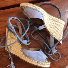 Joie Size 8 Suede Lace Up Ankle Tie Blue Wedge Espadrilles. Worn Twice Then Had Knee Surgeries And Can’t Wear These Anymore. Lace Up Espadrille Wedges, Blue Wedges, Lace Up Espadrilles, Wedge Espadrilles, Suede Lace, Wedge Espadrille, Womens Shoes Wedges, Espadrilles Wedges, Espadrilles