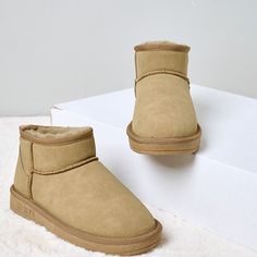 Vanessas Women's Short Boots Woman Comfortable Casual Snow Boots Female Non-slip Soft Flat Boots - Khaki non wool,8.5 Comfortable Slip-on Winter Boots, Casual Flat Winter Boots, Comfortable Beige Winter Boots, Beige Slip-on Comfortable Boots, Comfortable Beige Round Toe Boots, Comfortable Beige Slip-on Boots, Casual Warm Boots With Round Toe, Comfortable Closed Toe Winter Boots, Casual Comfortable Boots With Round Toe