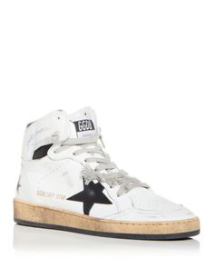 Golden Goose Women's Sky Star High Top Sneakers Leather Sneakers With Star Logo For Streetwear, High Tops Sneakers, Hightop Sneakers, Golden Goose Sneakers, Golden Goose Shoes, Golden Goose Deluxe Brand, Sneakers Outfit, Sneakers Online, High Top Shoes