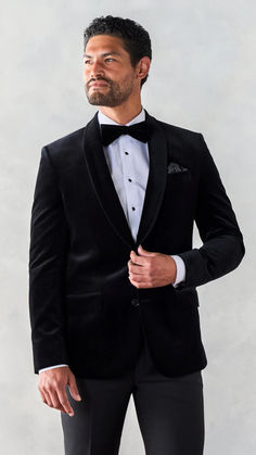 Winter Tuxedo Inspiration- We're really feeling this lightweight velvet jacket tuxedo. With its rich texture and statement-making shawl collar, you're sure to stand out for all the right reasons. Includes jacket and pants. 76% Cotton, 24% Bamboo Two-button closure Shawl collar Side vents Fully canvassed Long Sleeve Formal Outerwear For Festive Occasions, Formal Long Sleeve Festive Outerwear, Elegant Semi-formal Outerwear For Festive Occasions, Elegant Evening Blazer For Holidays, Elegant Semi-formal Festive Outerwear, Winter Wedding Blazer With Shawl Collar, Fall Party Blazer With Shawl Collar, Winter Wedding Shawl Collar Blazer, Luxury Outerwear With Shawl Collar For Parties