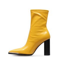 TAAFO Women Shoes Ladies Ankle Boots Block Heel Boots High Heel Square Toe Boots For Women Gold-4 Thick Heel Boots, Gold Boots, Shoes Yellow, Yellow Boots, Women Ankle Boots, Boots Square Toe, Square Toe Boots, Boots High, Block Heel Boots