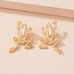 This Unique Pair Is A Wonderful Addition To Your Wardrobe And Your Style; Sure To Get Lots Of Compliments! Gsun0s50x00jmvf Casual Gold Earrings For Party, Frog Earrings, Frog Design, Design Earrings, Earrings Color, Amazing Products, Your Style, Gold Bracelet, Crown Jewelry