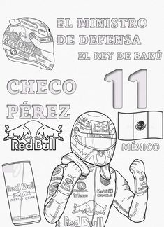 a coloring page for a race car driver with the number 11 on his jacket and helmet