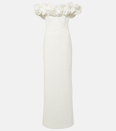 Bridal Tessa off-shoulder gown in white - Rebecca Vallance | Mytheresa Off Shoulder Gown, Boned Corsets, Rebecca Vallance, Large Crystals, Designing Women, Off Shoulder, Color Design, Dress Outfits, Maxi Dress