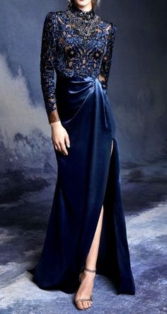 Used Navy Marchesa Formal Beaded Lasercut Velvet Long Gown Dress US 6/8 | eBay