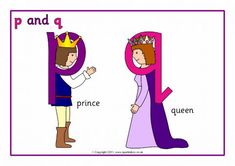 the letter q is for prince and queen with an image of two people wearing crowns