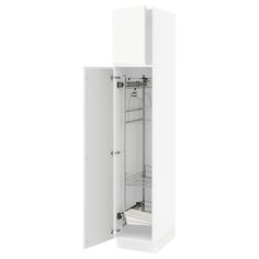 an open white cabinet on a white background